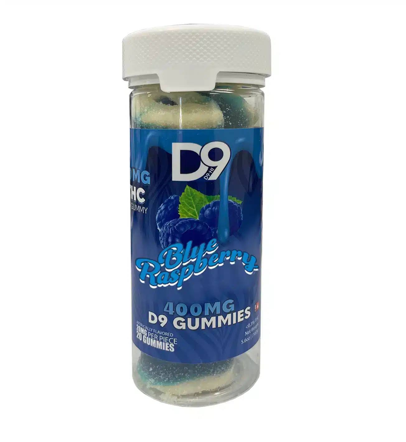 Delta 9 THC edibles from D9-Hi (the makers of D8-Hi) in Blue Raspberry