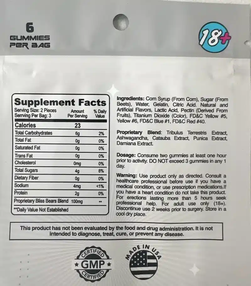 Bliss Bears Female Sexual enhancement gummies from Carolina Hemp Hut
