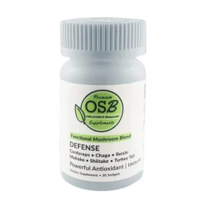 One Source Botanicals Defense Mushroom Extract capsules. Chaga, Reishi, Maitake, Shiitake, Turkey Tail, and Cordyceps mushrooms, plus Curcumin for optimal immune support and well being.
