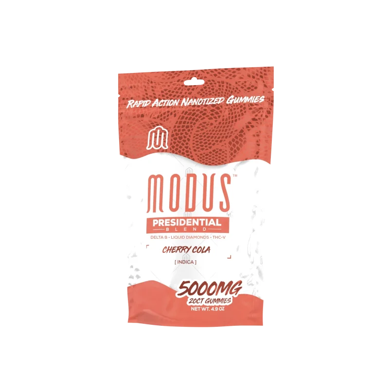 Modus brand Presidential blend THCA gummies in Cherry Cola flavor, indica strain.