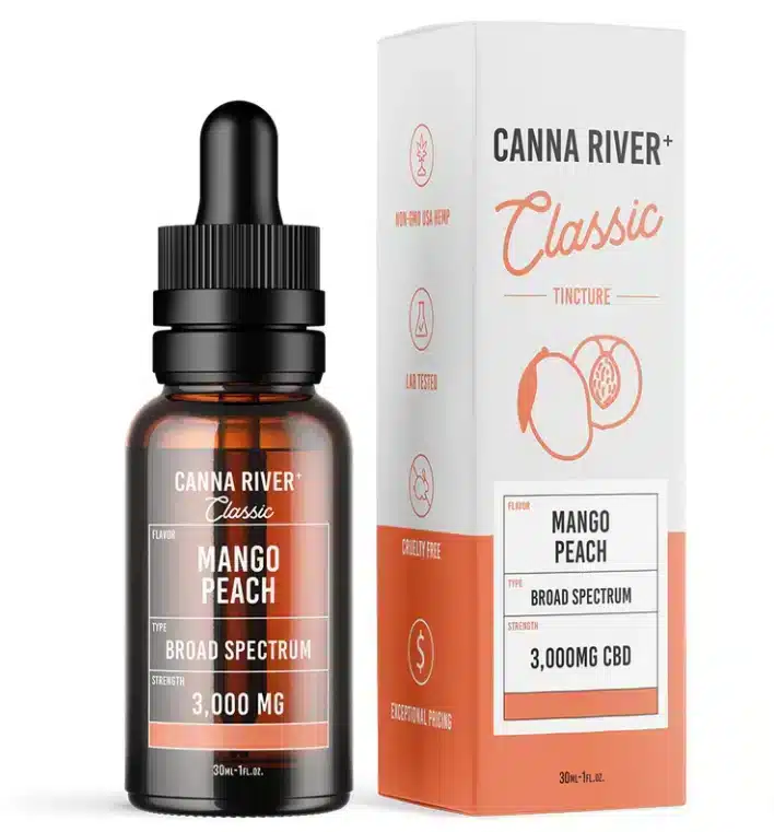 Canna River Broad Spectrum Classic Tinctures Peach Mango 3000mg.