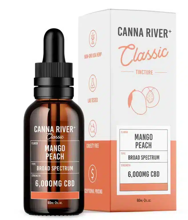 Canna River Broad Spectrum Classic Tinctures Peach Mango 6000mg.