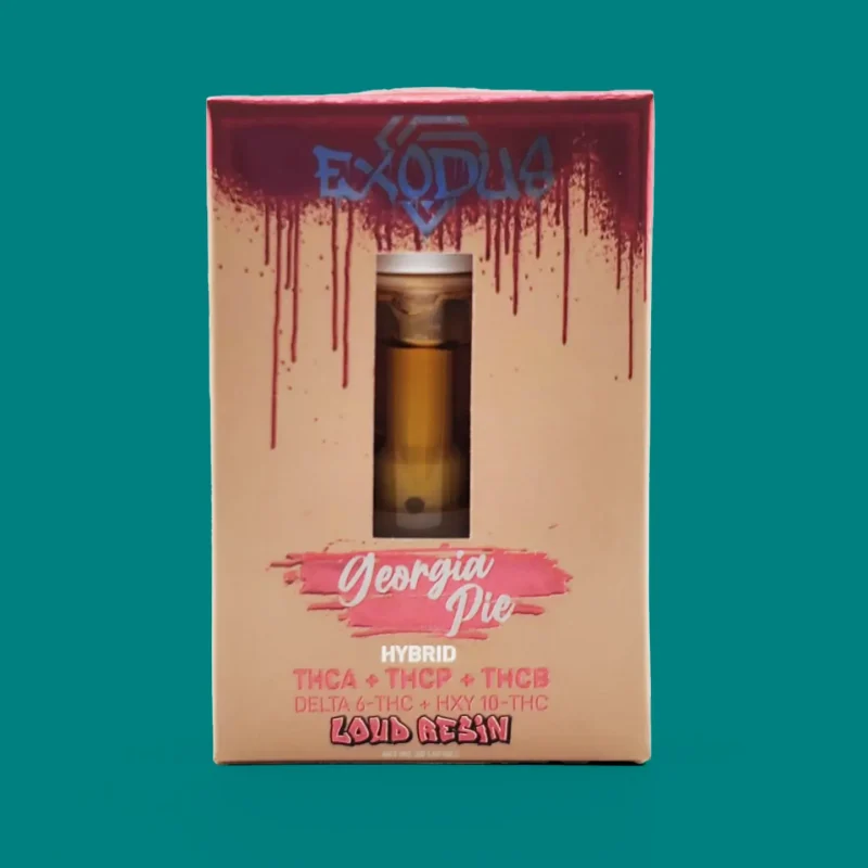 THCA vape cartridge from Exodus 2g Georgia Pie (Hybrid): A delightful mix that offers a taste of sweet, earthy notes with balanced effects.
