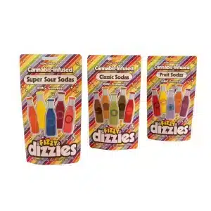 Fizzy Dizzies Delta 9 gummies, 10mg each available in 3 varieties.