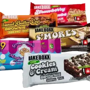 Bake Boxx Delta 9 Brownies, 300mg in various flavors.