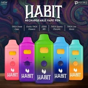 Habit brand 2g THCA Diamond Sauce Disposable in various strains.