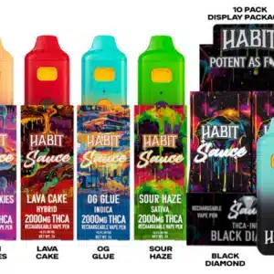 Habit Sauce THCA Disposables in various strains.
