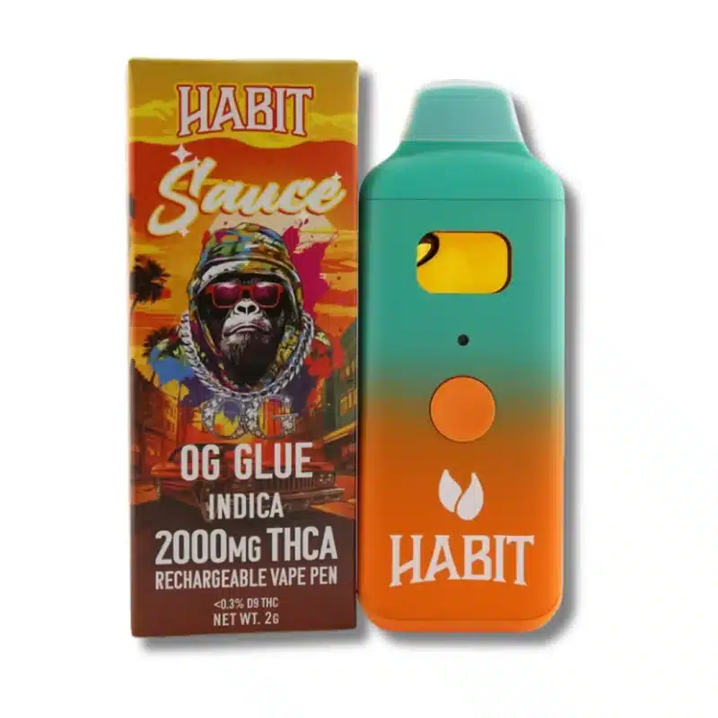 Sticky, earthy flavor with calming effects from OG Glue THCA disposable vape