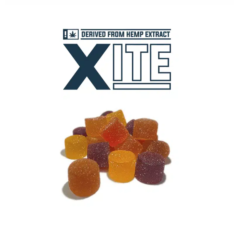 Xite brand Delta 9 with CBD gummies with photo of gummy appearance.