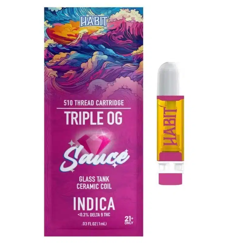 Habit 1g THCA Diamond Sauce cartridge in Triple OG strain, (Indica)