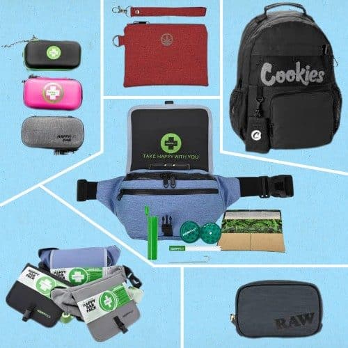 A compilation of storage for cannabis products