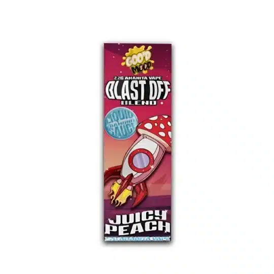 Goo'd Blast Off Amanita Disposable in 2.2g Juicy Peach flavor.