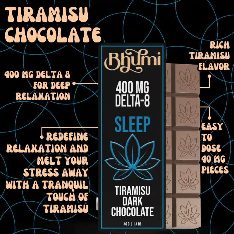 Bhumi Delta 8 Sleep Tiramisu Dark Chocolate Bar - Image 3